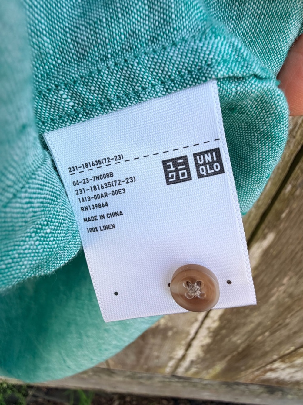 New Uniqlo Teal Sleeveless Button-Down Linen Shirt - Picture 6 of 8